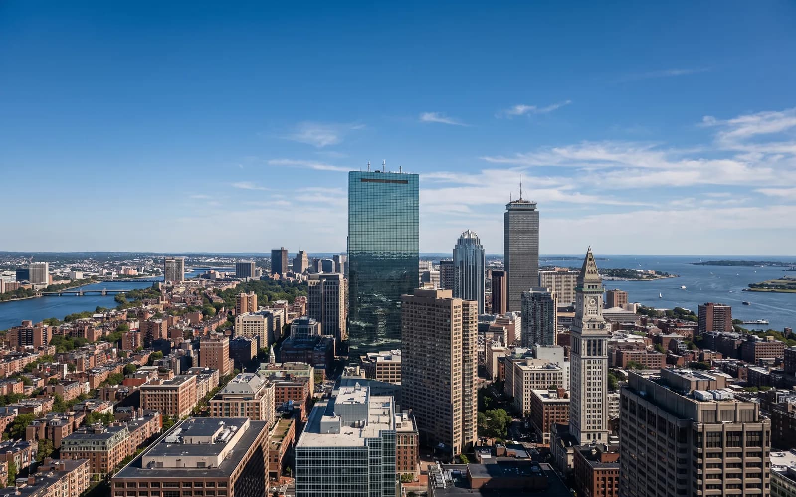 The Boston skyline in clear daytime light